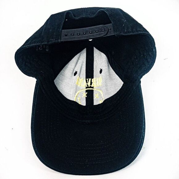 Nirvana Embroidered Smiley Black Cotton Adjustable Baseball Cap Unisex - Picture 4 of 8